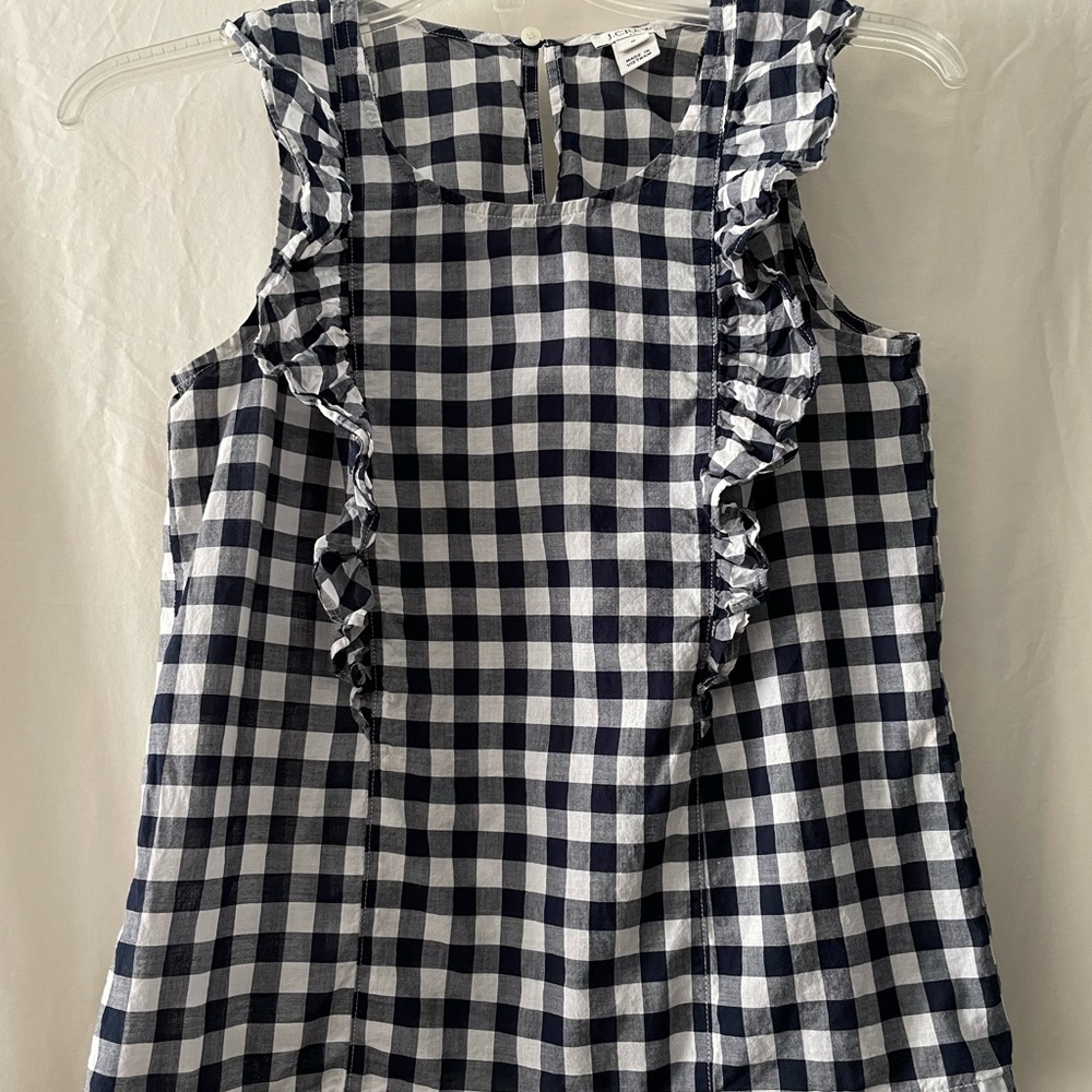 J Crew gingham sleeveless womens’ top shirt size 0